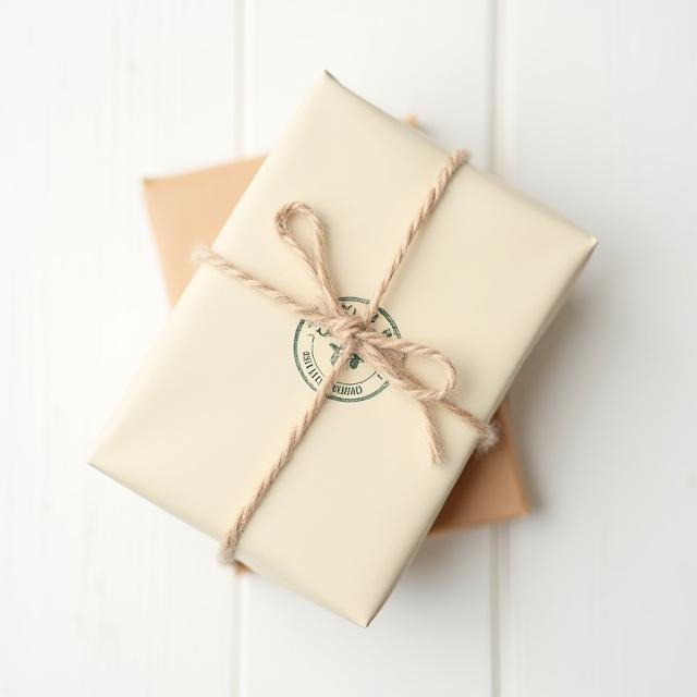 Elegant, unbleached eco-friendly packaging with a subtle 'Made in Ireland' stamp, tied with natural twine, signifying sustainable luxury.
